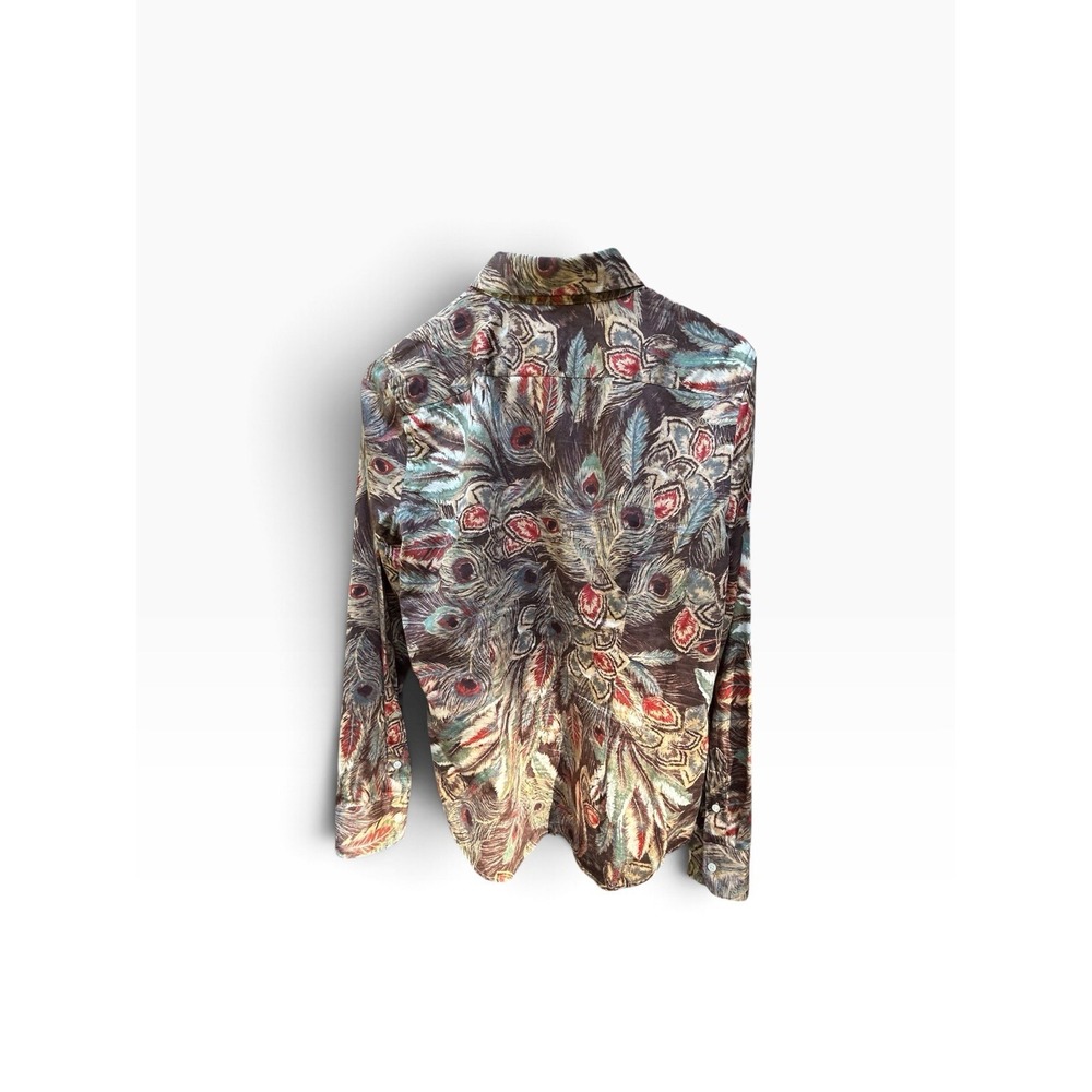 Vintage Lauren Ralph Lauren Women's M Peacock Feather Print Button Down Shirt - Picture 6 of 12